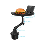 2 in 1 Car Cup Holder Tray Multifunctional Adjustable Vehicle-Mounted Dining Table Mobile Phone Bracket Easy Short black