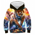 Laste kevad-s&uuml;gis tiigri dressipluus Moeprint 3D Harajuku Pullover Lastele Puuvillane pikkade varrukatega kapuutsid Vabaajar&otilde;ivad teismelistele 120