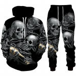 Isiksus gooti pealuu 3D prindiga kapuutsiga p&uuml;kste komplekt meeste/naiste naljakas Halloweeni t&auml;navar&otilde;ivaste riietus&uuml;likond hiphop 2-osaline spordidress XXXL
