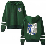 Attack on Titan, pikkade varrukatega triibuline kapuutsiga dressipluus, harajuku S