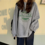 Naiste dressipluus, suur ja moodne tudengite vabaaja topp pikkade varrukatega pullover M hall