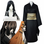 Anime Demon Slayer Nakime Cosplay T&auml;iskomplekt Kimono V&ouml;&ouml; Neutraalseks Halloweeni Kingituseks Parukaga Kost&uuml;&uuml;midega L-(Costume+Wig)