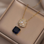 Sinise ruudu tsirkoonist ripatsiga kameelia kaelakee naistele 2023 uus mood kullav&auml;rvi roostevabast terasest keti ehted pulmapeo aksessuaarid kuld