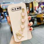 Luksuslik moekattega Love Heart k&auml;ev&otilde;ru keti&uuml;mbris Samsung Galaxy S10 Plus S 10 randmepaela kattega S10plus Funda Coque'il S10 kuld/roosa