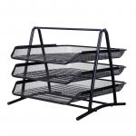 Kontori A4 paberist kirjutuslaua korraldaja, dokumendifaili kirjaraamatu bro&scaron;&uuml;&uuml;ri t&auml;itealuse riiul, riiulikandur metallist traatv&otilde;rgust hoiustamishoidik 3-Tier must