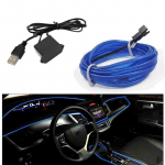 3/5M auto LED-k&uuml;lmtuled, painduvad neoontraadiga autolambid auto k&uuml;lmavalgusribadega dekoratiivsed 3M-USB sinine