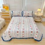 Lace Milk Velvet voodikate Kolmeosaline majatekk Masinaga pestav &uuml;heinimesevoodi kate Paksendatud voodikate 200*230cm