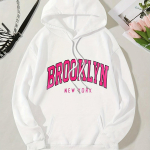 Naiste kirjatr&uuml;kiga Kangaroo Pocket Preppy Hoodie, pikkade varrukatega, n&ouml;&ouml;riga kapuutsiga dressipluus M