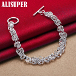 925 h&otilde;bedane lukustatav ringkett OT pandlaga k&auml;ev&otilde;ru ehted 20cm