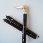 Victorian Look Duck Head Brass Designer k&auml;epide Black Brown Inley jalutuskepiga Cane