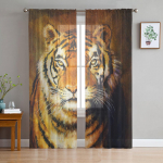 Tiger Animal Danqing l&auml;bipaistvad kardinad Elutoa aken T&uuml;llkardinad magamistoa k&ouml;&ouml;gi jaoks Kodukaunistus Voile kardinad W135 x H115cm x1