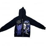 Meeste Rhinestone Skull Purple Print Streetwear Suurem&otilde;&otilde;tmeline kapuuts Meeste jope jakk Goth Harajuku Y2k riided Grunge lukuga kapuuts M must