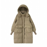 Naiste talve sulejope, paksendatud p&otilde;lvedeni suured taskud kapuutsiga pikkade varrukatega moodne jope Sugar vabaaja naisteriided S must