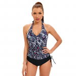 Prinditud sport Tankini ujumistrikoo naiste seksikas pits-n&ouml;&ouml;riga kolmnurga poolitatud ujumistrikoo 2XL must