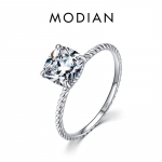 Modian 925 Sterling h&otilde;bedane abielus&otilde;rmus Luksuslik ruudukujuline polsterdatud CZ s&otilde;rmes&otilde;rmused naistele kihlusehted 5 h&otilde;be