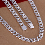 Meeste 24' 60cm 10mm N925 Sterling H&otilde;beda V&auml;rvi Kaelakee 115g Tahke Madu Kett N011 Kingituskotid 60cm