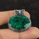 Lihvitud Sambia smaragd ripats v&auml;&auml;riskivide ehetest vintage ripats 925 sterling h&otilde;bedast ripats etniline ehte kingitus emale k&auml;sitsi valmistatud ripats