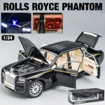 1/24 Scale Rolls Phantom mudelauto, tsingisulamist tagasit&otilde;mmatav m&auml;nguasi survevalatud m&auml;nguautod heli ja valgusega lastele, poistele t&uuml;drukutele m&otilde;eldud kingituste kollektsioon 1/24-21.2x7.2x5.7cm must