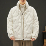 Talvine meeste &uuml;lisuur tuulekindel suures suuruses paks jope sulejope, soe lahtise lukuga veekindel puuvillane mantel M valge