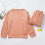 Paksendatud korallifliisist pidžaamad Naiste Korea Solid Classic Basic Soojad talveriided Vabaaja vabad koduriided Chic one size hall