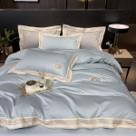 Kerge luksusstiilis 140S pika klambriga puuvillast tikitud neljaosaline komplekt, puhtast puuvillast tikandid, nahas&otilde;bralik neljaosaline komplekt, high-end 1.5m bed sheet 4pcs