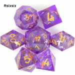 7 tk lilla kala kuldne number terava servaga vaigust t&auml;ringud mitmetahulised t&auml;ringud, mis sobivad rollim&auml;nguks RPG lauam&auml;nguks lilla