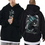Jaapani Anime Demon Slayer Tokitou Muichirou Print Hoodie Unisex Naiste Unisexga Must lahtised kapuutsid Spordir&otilde;ivad Unisex vabaaja dressipluus L