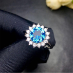 POMOiii 2ct lilleline sinine kuju, imeilusad lihtsad avamiss&otilde;rmused naistele, tsirkoonist kihluspeoks, peen &otilde;rn ehe kingitus Adjustable Opening meresinine v&auml;rv