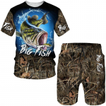 Summer Fishing Battle Camo 3D Prindiga Meeste T-s&auml;rgi Komplektid Harajuku Mood T-s&auml;rk L&uuml;hikesed p&uuml;ksid Kaheosaline Komplekt Casual Pullover Spordidress 3XL
