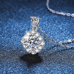 1CT 6,5mm Vvs1 Ehtne Moissaniidi Kaelakee Naistele Brilliantne Halo Ripats D V&auml;rvi Kivi 925 Sterling H&otilde;be Sertifikaat