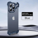 Luksuslik metallist ebakorrap&auml;rane titaanisulamist kaitseraamiga telefoni&uuml;mbris iPhone 16 15 14 13 12 Pro Max Plus jaoks, nurgakaitsed, objektiivikile kaitsekate For iPhone 13 Pro Max sinine