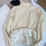 &Uuml;hes t&uuml;kis sametne sviiter naiste poolkaelusega pika magamise kootud kampsun, talvemoodne paksendatud sisemine pl&uuml;&uuml;sist džemper S must