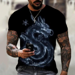 Meeste T-s&auml;rk meestele Riietus Suurem&otilde;&otilde;tmeline T-s&auml;rk Hiina Dragon Graphic 3D Print Suvine vabaaja mood l&uuml;hikeste varrukatega topid 6XL