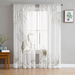 Klassikaline tuulebambusest kraana l&auml;bipaistev kardin magamistoa jaoks t&uuml;ll-vookardin k&ouml;&ouml;gi elutoa sisekujunduse aknahoolduseks 135W x 114H(cm)