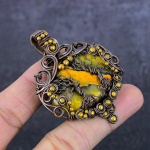 Natural Bumblebee Jasper Handmade Copper Wire Wrap Jewelry Pendant 2.44 j1c05