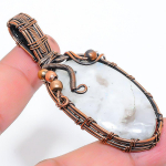 Natural Rainbow Moonstone Gemstone Copper Wire Wrap Gift Pendant 2.76 a5d76