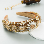 Naiste juuksepael Vintage Broken Crystal Resin Flower Armas temperament kangas laia servaga peapael juukseklamber OneSize aprikoosi