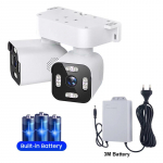 AIOOK turvakaamera v&auml;listingimustes veekindel kahe objektiiviga HD 8MP 4K 10x suum WiFi CCTV &ouml;&ouml;n&auml;gemine kahesuunaline sisetelefon PTZ kaugvaatlus icam365 APP Camera+batterie