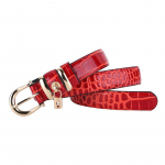 Krokodillimustriga nahast rihm Naiste vabaaja n&ouml;&ouml;pn&otilde;elaga pandlaga ehtsast nahast rihm Naiste lihtne kaunistusega p&uuml;ksirihm 100cm punane