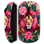 Souris sans fil maniacase noir T&ecirc;te de lion avec fleurs et feuilles