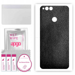 apgo Protective Skin Sticker for the back compatible with Honor 8, Wrap Film, Foil, Vinyl - Pattern Black Leather