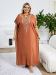 EDOLYNSA Tikitud Naiste Nahkhiirevarrukatega Kaftanid Moodne Puhkuse Moo Moo Kleidid L&otilde;tv Mugav Lounge'i R&otilde;ivad Majapidamiskleit Wrap Q1653 One Size oranž