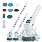 8-&uuml;hes multifunktsionaalne elektriline puhastushari Vannitoa k&ouml;&ouml;giharja puhastamine LED NightLight p&ouml;&ouml;ratava majapidamisharjaga valge