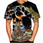 Spider Animal Series Meeste suvine l&uuml;hikeste varrukatega T-s&auml;rk 3D prindiga T-s&auml;rgid Meeste T-s&auml;rgid Vabaaja riietus S must