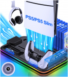 RGB Light jahutusalus PS5 &otilde;hukese PS5 kontrolleri laadija LED jahutusventilaatori dokijaam Sony Playstation 5 PS5 tarvikute jaoks CHINA must