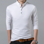 Mens Spring Fashion Casul Long Sleeve Solid Blouse T-shirt XXXXL valge
