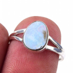 Looduslik Austraalia Opaal Ehtekivi 925 Prooviga T&auml;is Sterling H&otilde;be S&otilde;rmus S.7 J9l04
