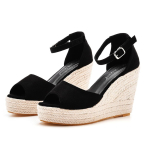Naiste Kontsad Sandaalid Platvorm Peep Toe Kiilud Kingad Naistele Pumbad Rannasandaalid Espadrillid 39 must
