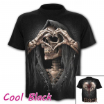 Meeste moodne pealuu tr&uuml;kitud 3D T-s&auml;rk l&uuml;hikeste varrukatega O-kaelusega naljakas gooti stiilis Death God topid S lahe must v&auml;rv