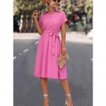 Suvine l&uuml;hikeste varrukatega vabaaja s&auml;rkkleit naistele elegantne rev&auml;&auml;riga pitsiline A-line kleit Naistele n&ouml;&ouml;bitav Moepidu, lahtised pikad kleidid, riided 805 S roosa punane v&auml;rv